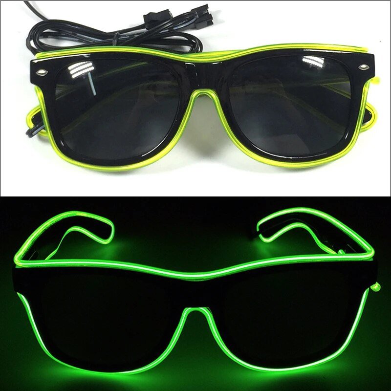 1PC Light Up LED Glasses Glow Sunglasses EL Wire Neon Glasses Glow in The Dark Party Supplies Neon Party Favors for Kids Adults ShopOnlyDeal