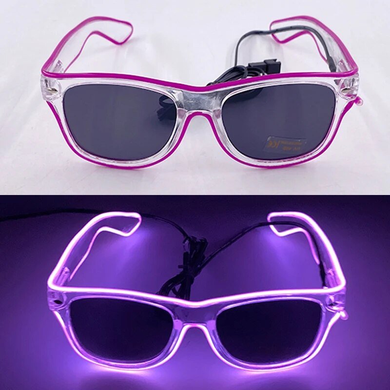 1PC Light Up LED Glasses Glow Sunglasses EL Wire Neon Glasses Glow in The Dark Party Supplies Neon Party Favors for Kids Adults ShopOnlyDeal