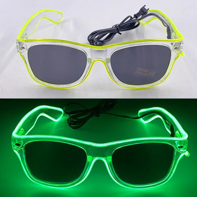 1PC Light Up LED Glasses Glow Sunglasses EL Wire Neon Glasses Glow in The Dark Party Supplies Neon Party Favors for Kids Adults ShopOnlyDeal