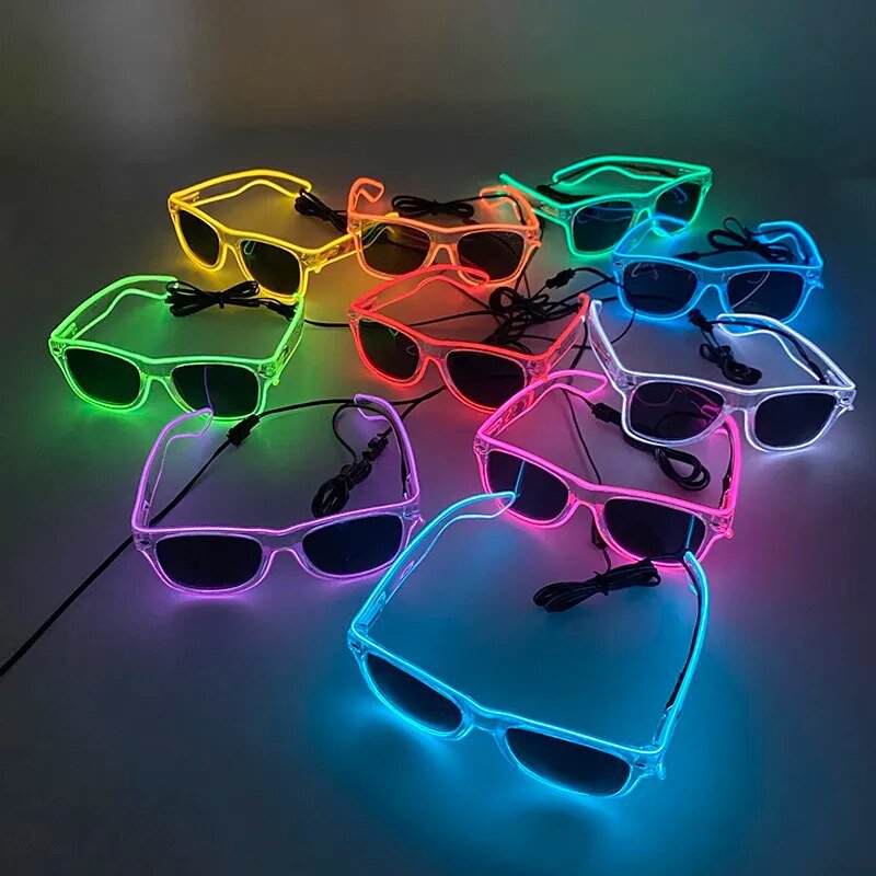 1PC Light Up LED Glasses Glow Sunglasses EL Wire Neon Glasses Glow in The Dark Party Supplies Neon Party Favors for Kids Adults ShopOnlyDeal