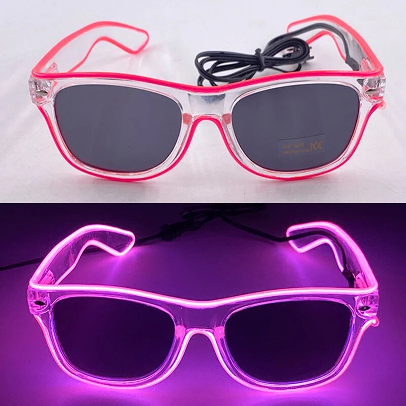 1PC Light Up LED Glasses Glow Sunglasses EL Wire Neon Glasses Glow in The Dark Party Supplies Neon Party Favors for Kids Adults ShopOnlyDeal