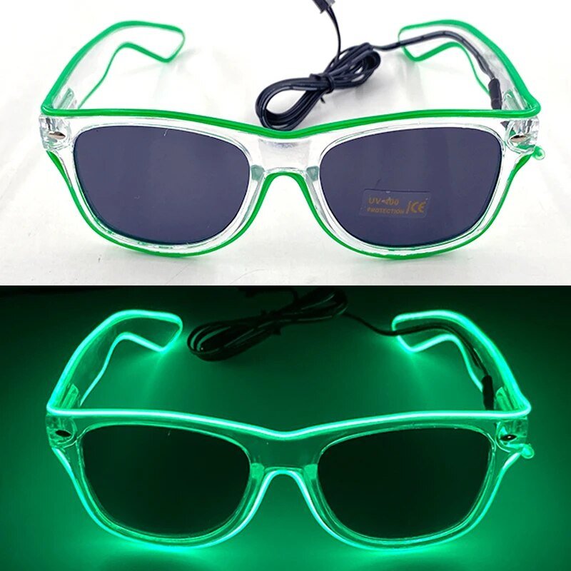 1PC Light Up LED Glasses Glow Sunglasses EL Wire Neon Glasses Glow in The Dark Party Supplies Neon Party Favors for Kids Adults ShopOnlyDeal