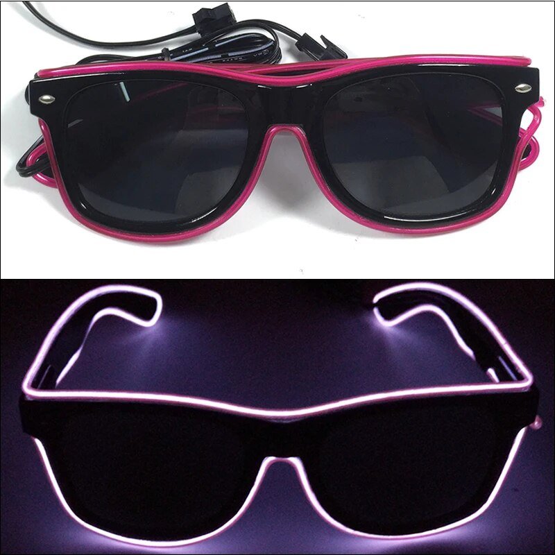 1PC Light Up LED Glasses Glow Sunglasses EL Wire Neon Glasses Glow in The Dark Party Supplies Neon Party Favors for Kids Adults ShopOnlyDeal