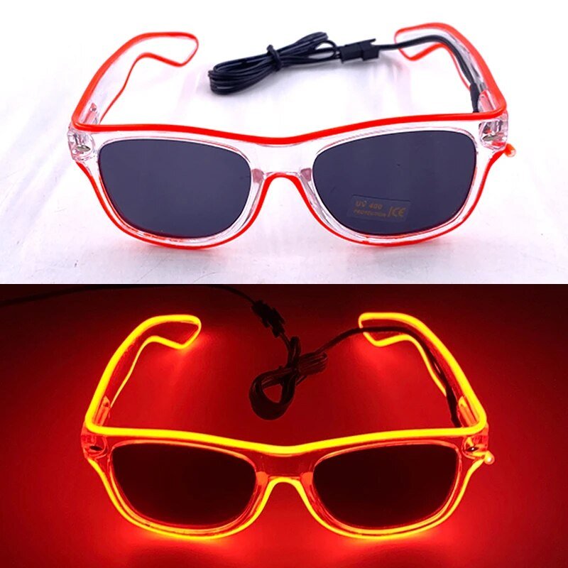 1PC Light Up LED Glasses Glow Sunglasses EL Wire Neon Glasses Glow in The Dark Party Supplies Neon Party Favors for Kids Adults ShopOnlyDeal