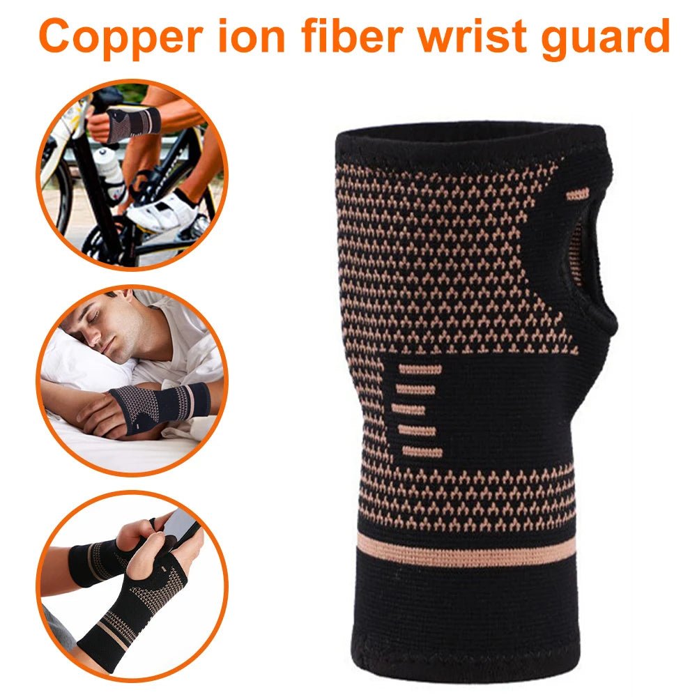 1PCS Copper Compression Gloves Sports Wrist Guard Arthritis Gloves Elastic Palm Brace Sleeve Fitness Wrist Support Wristband ShopOnlyDeal