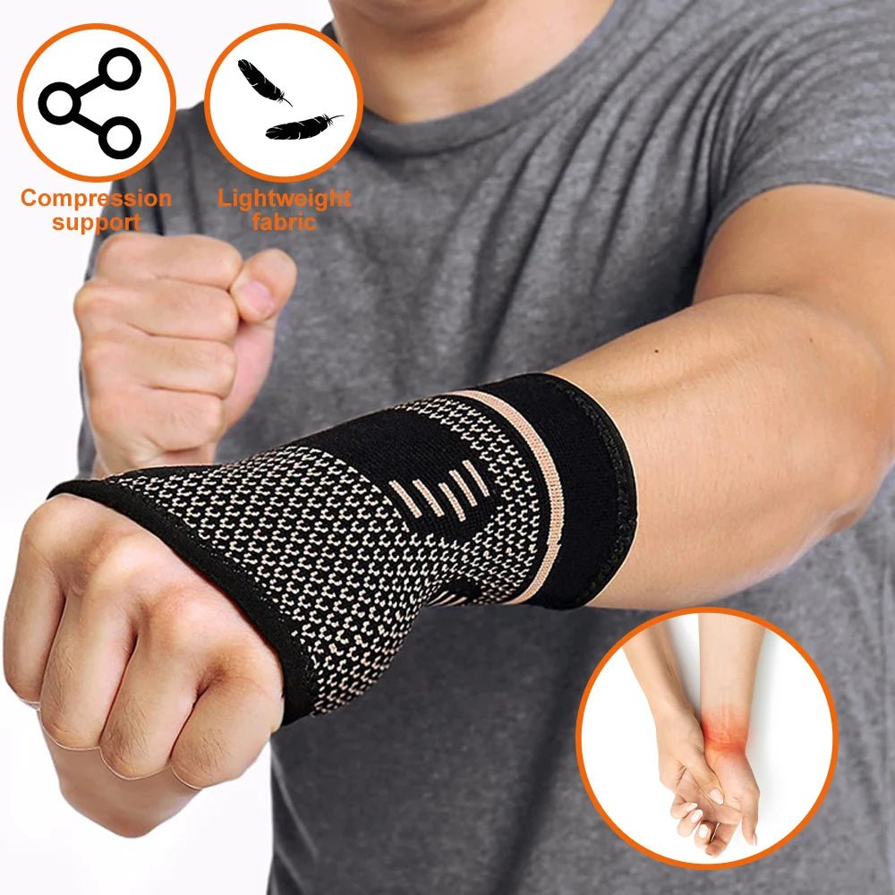 1PCS Copper Compression Gloves Sports Wrist Guard Arthritis Gloves Elastic Palm Brace Sleeve Fitness Wrist Support Wristband ShopOnlyDeal