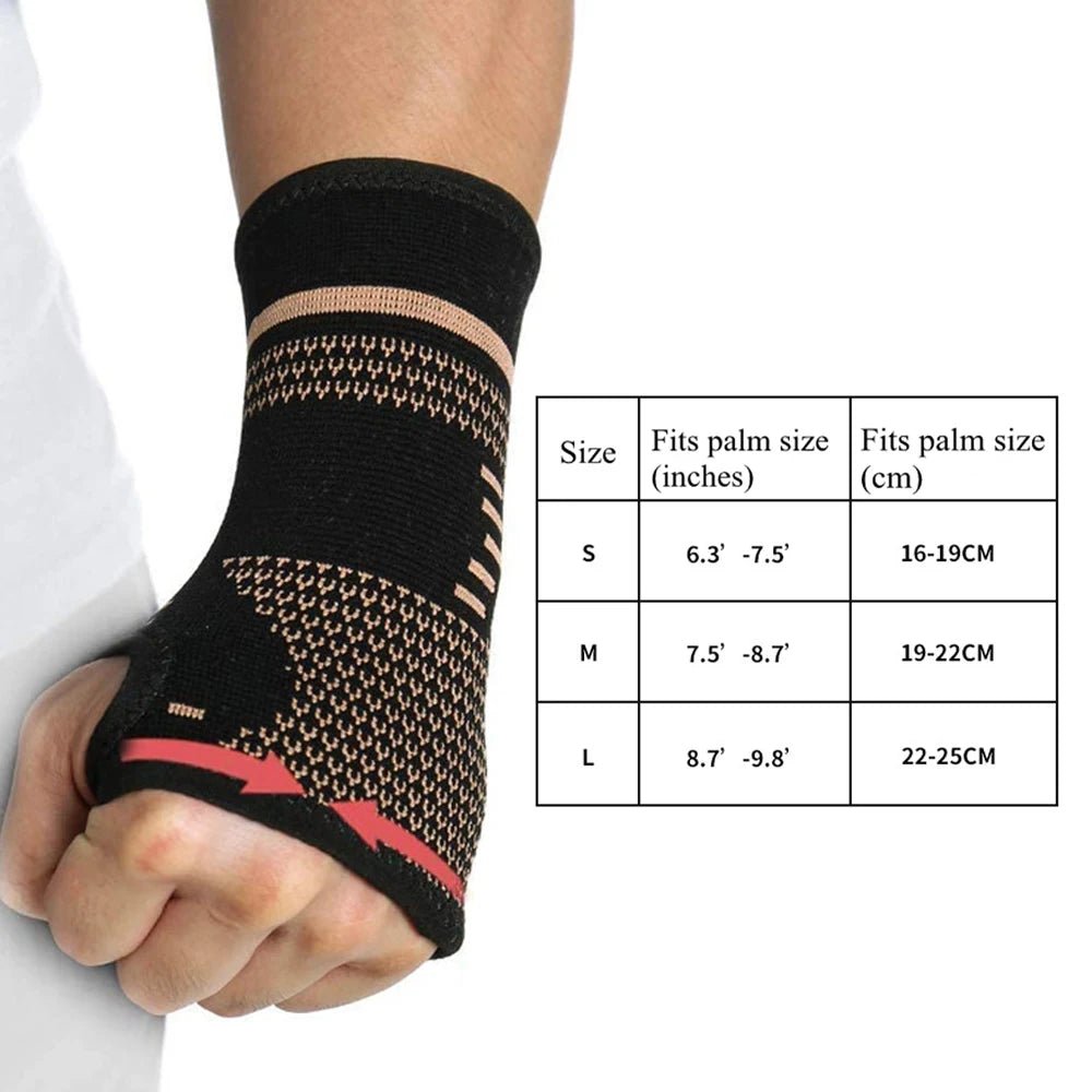 1PCS Copper Compression Gloves Sports Wrist Guard Arthritis Gloves Elastic Palm Brace Sleeve Fitness Wrist Support Wristband ShopOnlyDeal