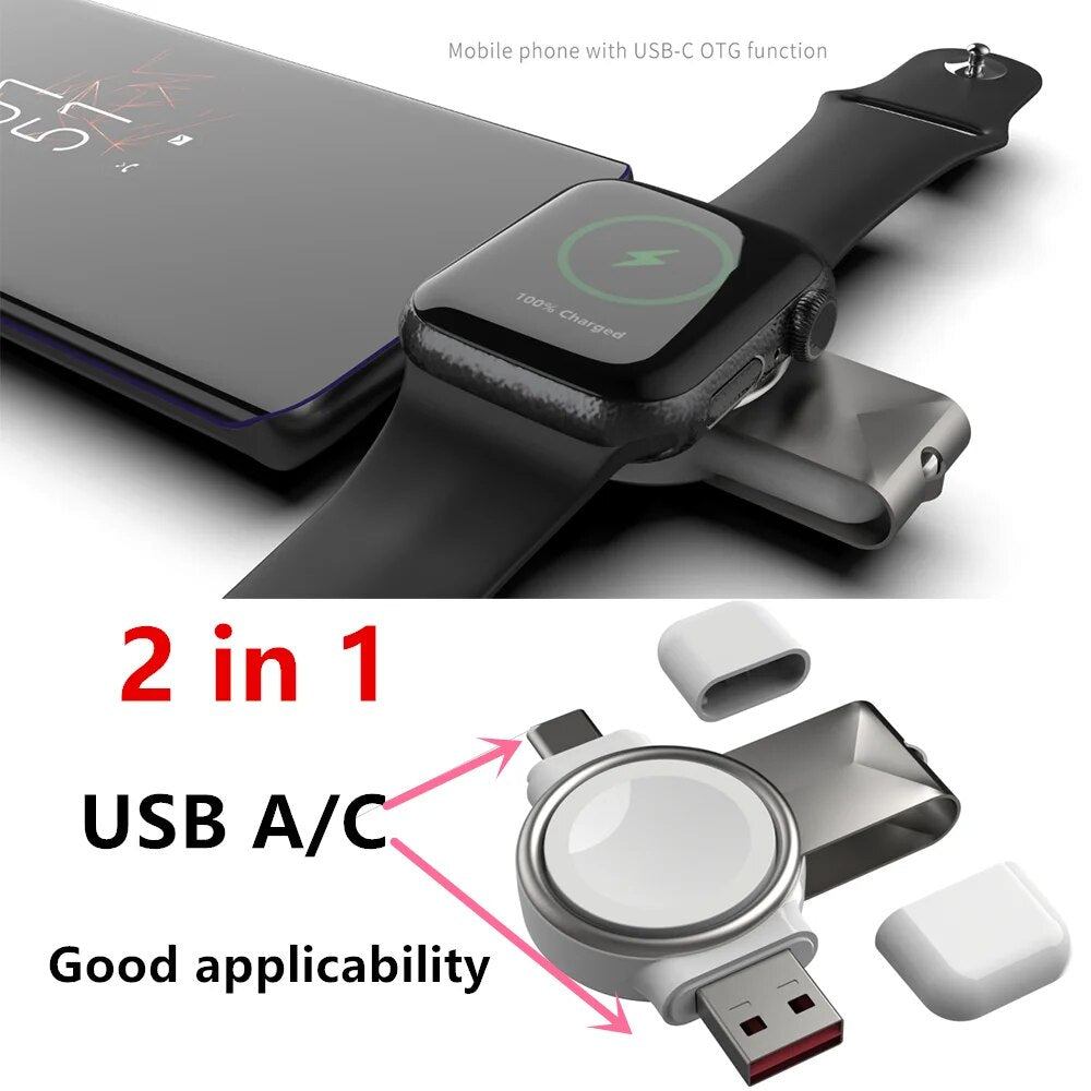 2 in 1 Magnetic Wireless Charger for Apple Watch | Fast Charging Stand | Compatible with Apple Watch 8, 7, 6, 5, 4, 3, 2, SE, Ultra ShopOnlyDeal