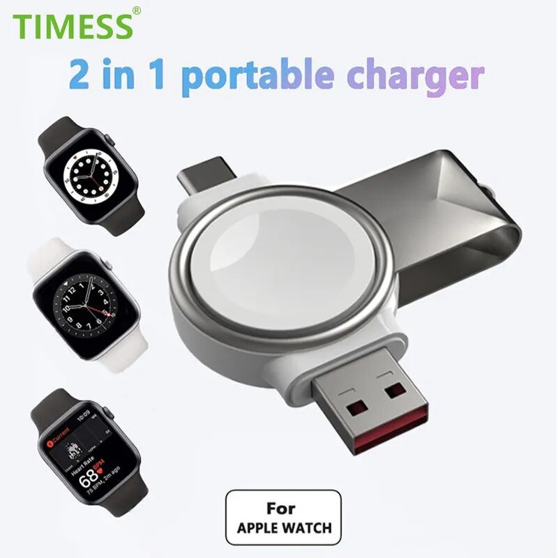 2 in 1 Magnetic Wireless Charger for Apple Watch | Fast Charging Stand | Compatible with Apple Watch 8, 7, 6, 5, 4, 3, 2, SE, Ultra ShopOnlyDeal