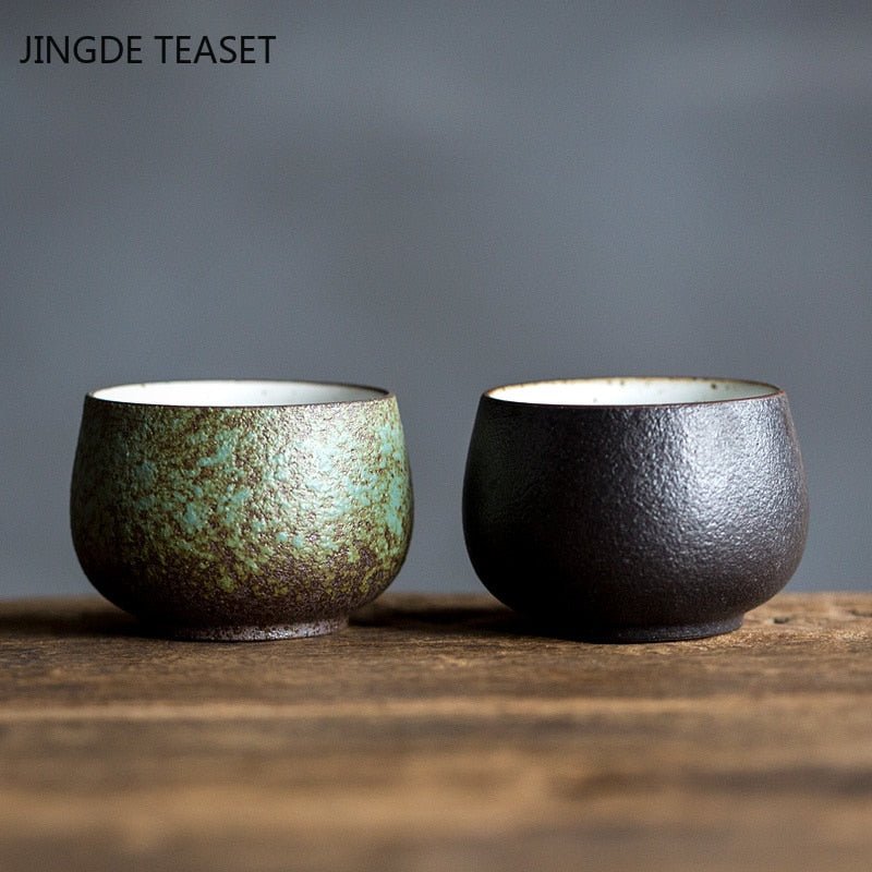 2 pcs/lot Japanese-style Ceramic Teacup Handmade Boutique Pottery Tea Bowl Tea ceremony Accessories Portable Personal Single Cup ShopOnlyDeal