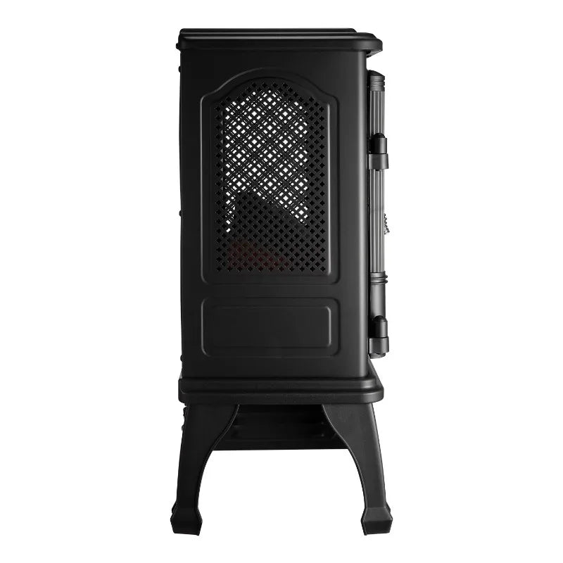 2-Setting 3D Electric Stove Heater with Life-Like Flame and Adjustable Brightness: Durable, Compact, and Safe Indoor Heater with Infrared Quartz Heating, Tip-Over Switch, and Cool-Touch Exterior - Ideal for 160 sq ft Rooms, ShopOnlyDeal