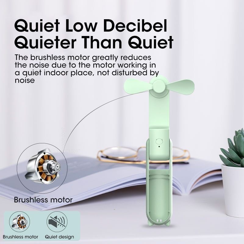 2000mAh Mini Portable Fan USB Rechargeable Handheld Desktop Fan Quiet Foldable Office Home Handy Power Bank Cooler Collapsible ShopOnlyDeal