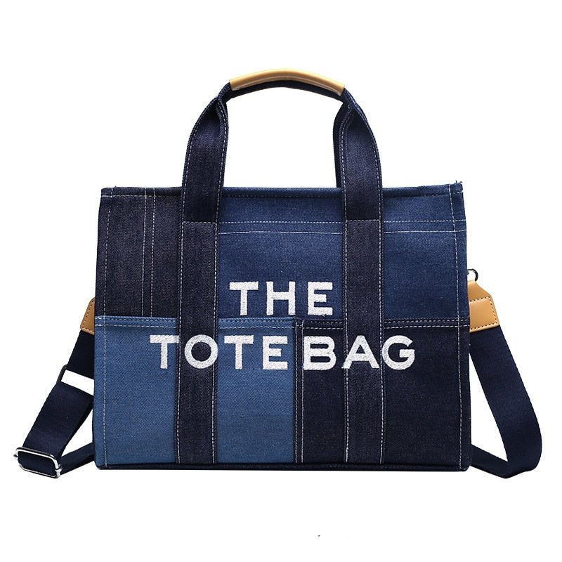 2022 New European and American Fashion Luxury Denim Canvas Tote Bag Elegant Personality One Shoulder Crossbody Bag ShopOnlyDeal