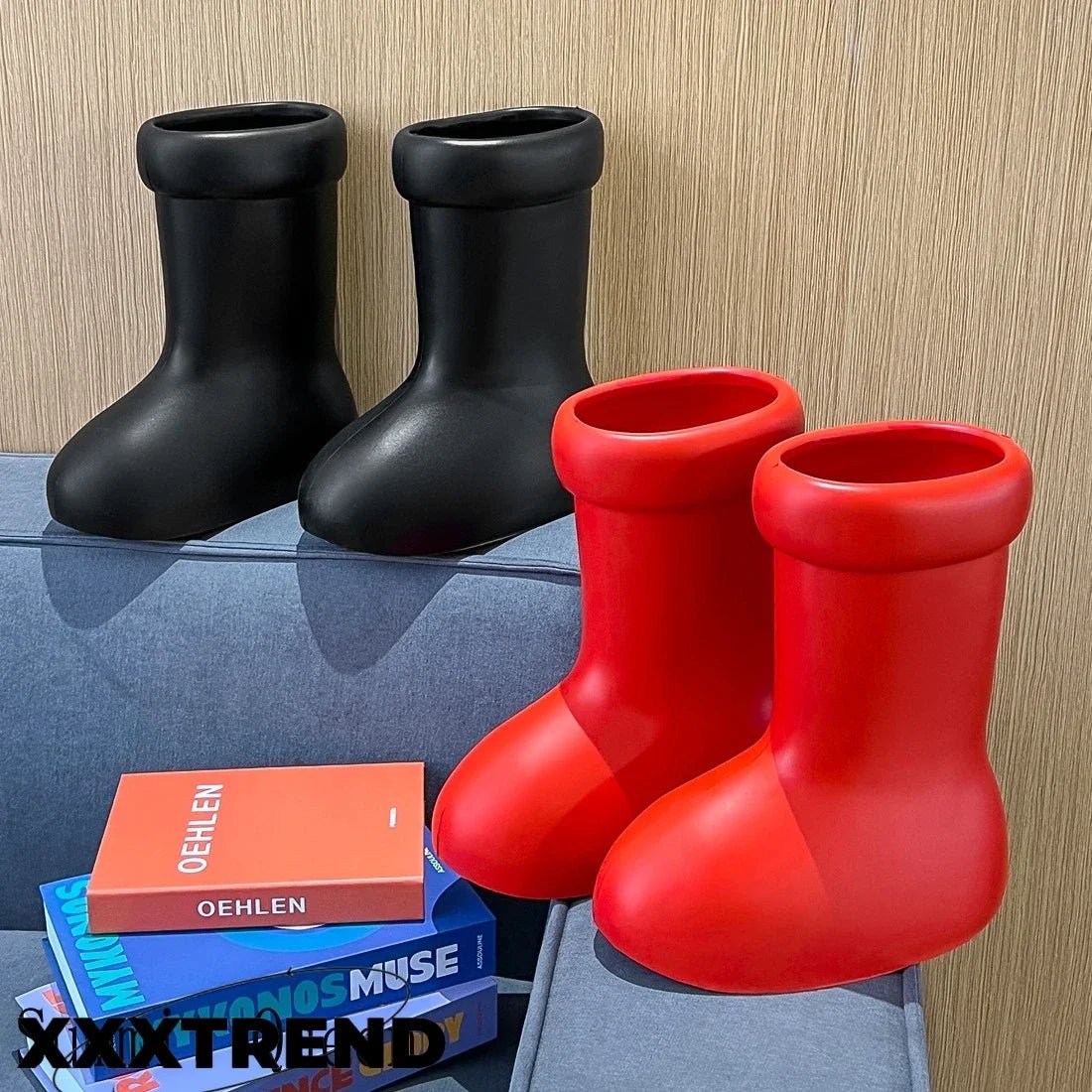 2023 New Big Red Boots Astroboy - Women and Men's Sarah Snyder Rain Boots - Thick Bottom, Big Round Toe Flat Slip-on Cartoon Boots - Unique Gifts ShopOnlyDeal