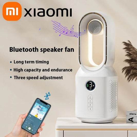 2023 New Bladeless Fan Bluetooth Speaker Sound Fan LED Light Home Summer Leaf less USB Charging Electric Fan Camping ShopOnlyDeal