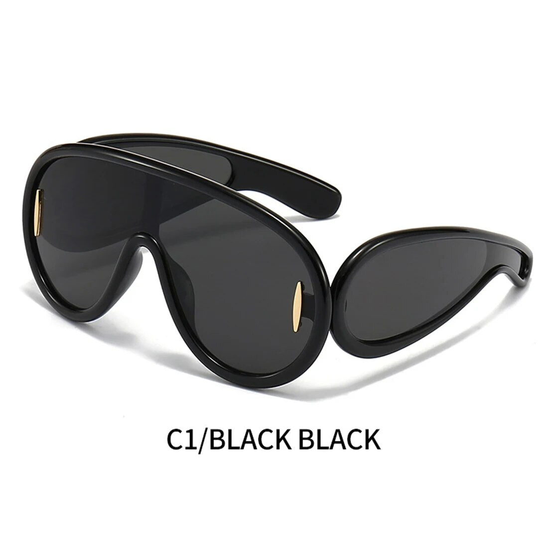 2023 New Fashion One Piece Big Frame Goggles Oversized Oval Sunglasses Women Men Trendy Hip Hop Sun Glasses ShopOnlyDeal