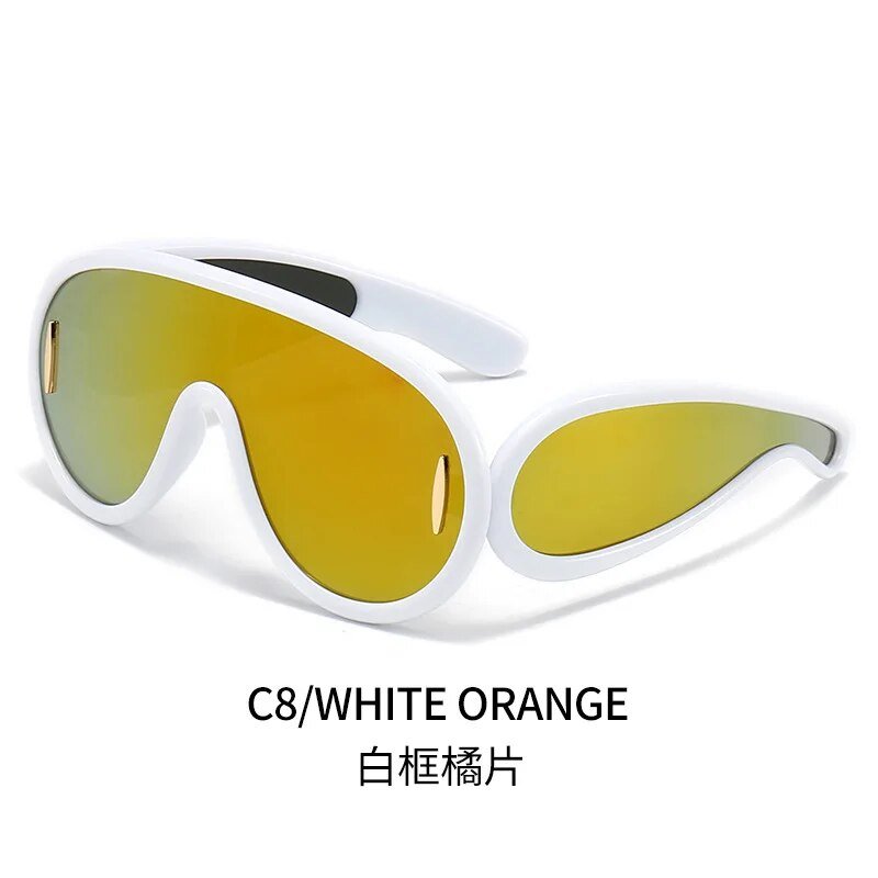 2023 New Fashion One Piece Big Frame Goggles Oversized Oval Sunglasses Women Men Trendy Hip Hop Sun Glasses ShopOnlyDeal