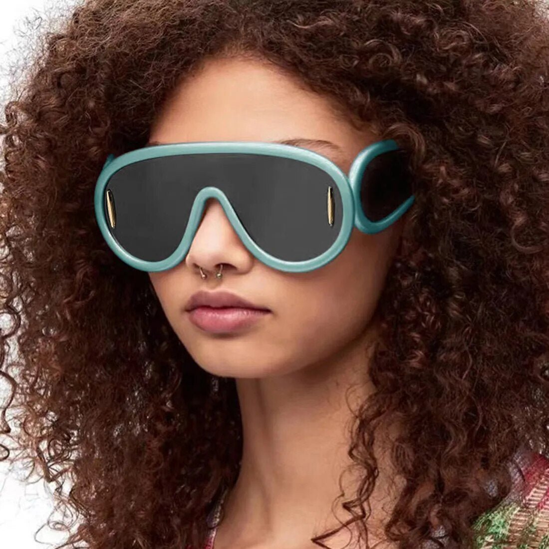 2023 New Fashion One Piece Big Frame Goggles Oversized Oval Sunglasses Women Men Trendy Hip Hop Sun Glasses ShopOnlyDeal