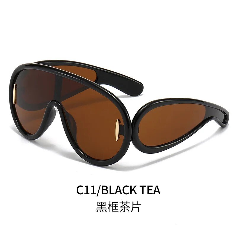 2023 New Fashion One Piece Big Frame Goggles Oversized Oval Sunglasses Women Men Trendy Hip Hop Sun Glasses ShopOnlyDeal