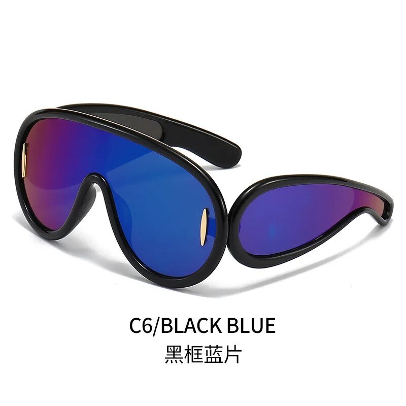 2023 New Fashion One Piece Big Frame Goggles Oversized Oval Sunglasses Women Men Trendy Hip Hop Sun Glasses ShopOnlyDeal