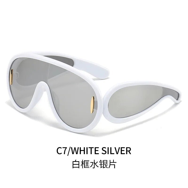 2023 New Fashion One Piece Big Frame Goggles Oversized Oval Sunglasses Women Men Trendy Hip Hop Sun Glasses ShopOnlyDeal