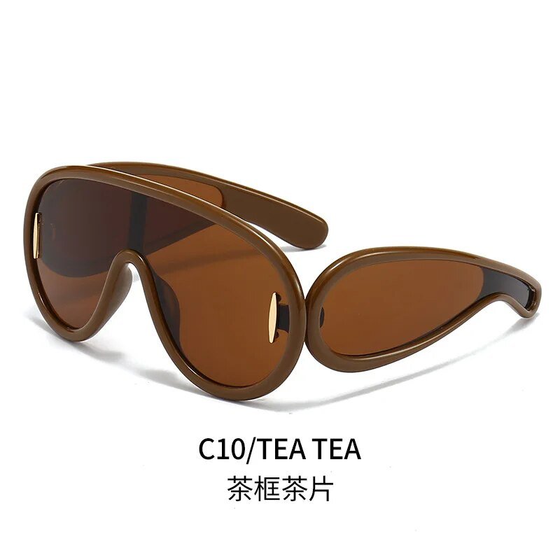 2023 New Fashion One Piece Big Frame Goggles Oversized Oval Sunglasses Women Men Trendy Hip Hop Sun Glasses ShopOnlyDeal