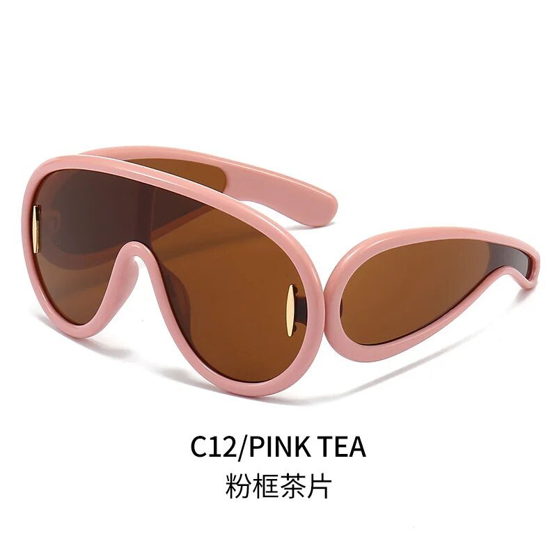 2023 New Fashion One Piece Big Frame Goggles Oversized Oval Sunglasses Women Men Trendy Hip Hop Sun Glasses ShopOnlyDeal