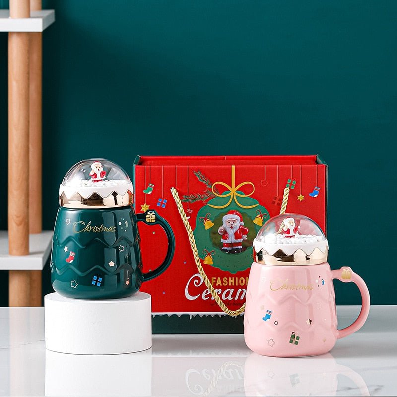 2023 Newest Christmas Mugs Couples Ceramic Santa Claus Figurines Creative Xmas Gift New Lid Design Office Home Milk Coffee Cup ShopOnlyDeal