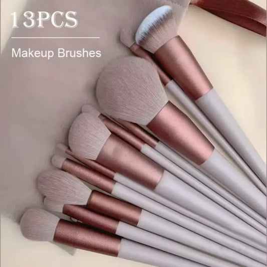 2024 13PCS Makeup Brushes Set | Eye Shadow, Foundation, & Blush Cosmetic Tools | Soft Blending Beauty Makeup Tool Kit ShopOnlyDeal