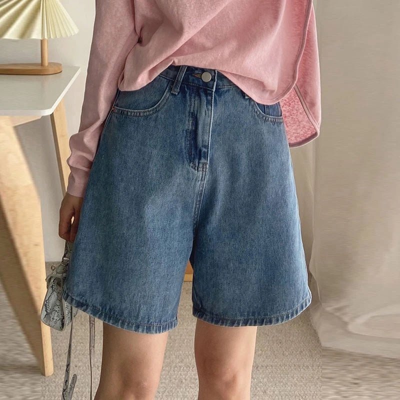 2024 Classic Denim Shorts for Women | Summer Blue High Waisted Shorts | Casual Wide Leg Pants | Straight Jeans Women's Shorts ShopOnlyDeal