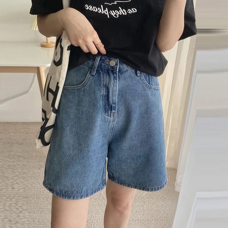 2024 Classic Denim Shorts for Women | Summer Blue High Waisted Shorts | Casual Wide Leg Pants | Straight Jeans Women's Shorts ShopOnlyDeal