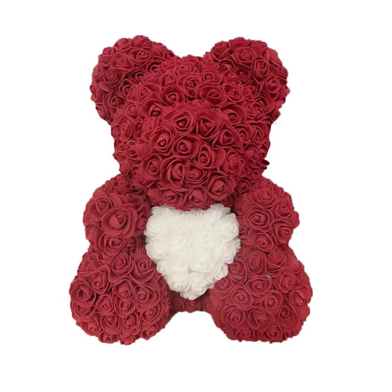 2024 Edition: 40cm Rose Bear with Heart - The Ultimate Artificial Flower Teddy Bear for Women, Perfect for Valentine's, Weddings, Birthdays, and Christmas Gifts ShopOnlyDeal