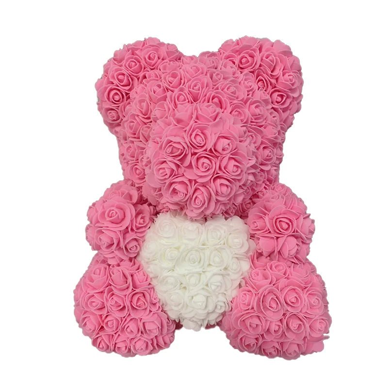 2024 Edition: 40cm Rose Bear with Heart - The Ultimate Artificial Flower Teddy Bear for Women, Perfect for Valentine's, Weddings, Birthdays, and Christmas Gifts ShopOnlyDeal