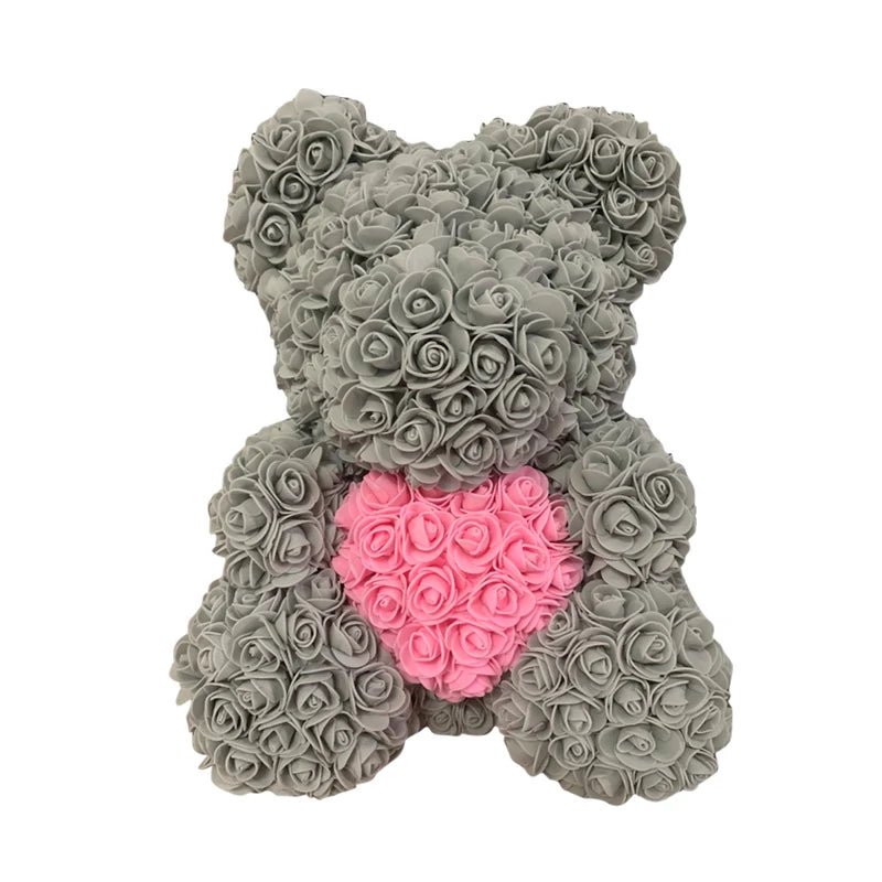 2024 Edition: 40cm Rose Bear with Heart - The Ultimate Artificial Flower Teddy Bear for Women, Perfect for Valentine's, Weddings, Birthdays, and Christmas Gifts ShopOnlyDeal