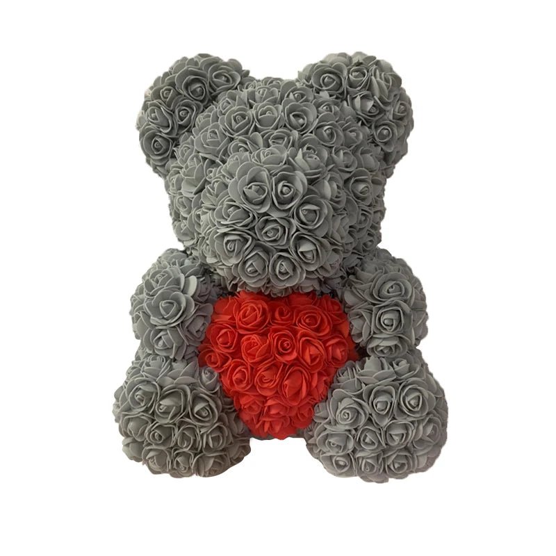 2024 Edition: 40cm Rose Bear with Heart - The Ultimate Artificial Flower Teddy Bear for Women, Perfect for Valentine's, Weddings, Birthdays, and Christmas Gifts ShopOnlyDeal