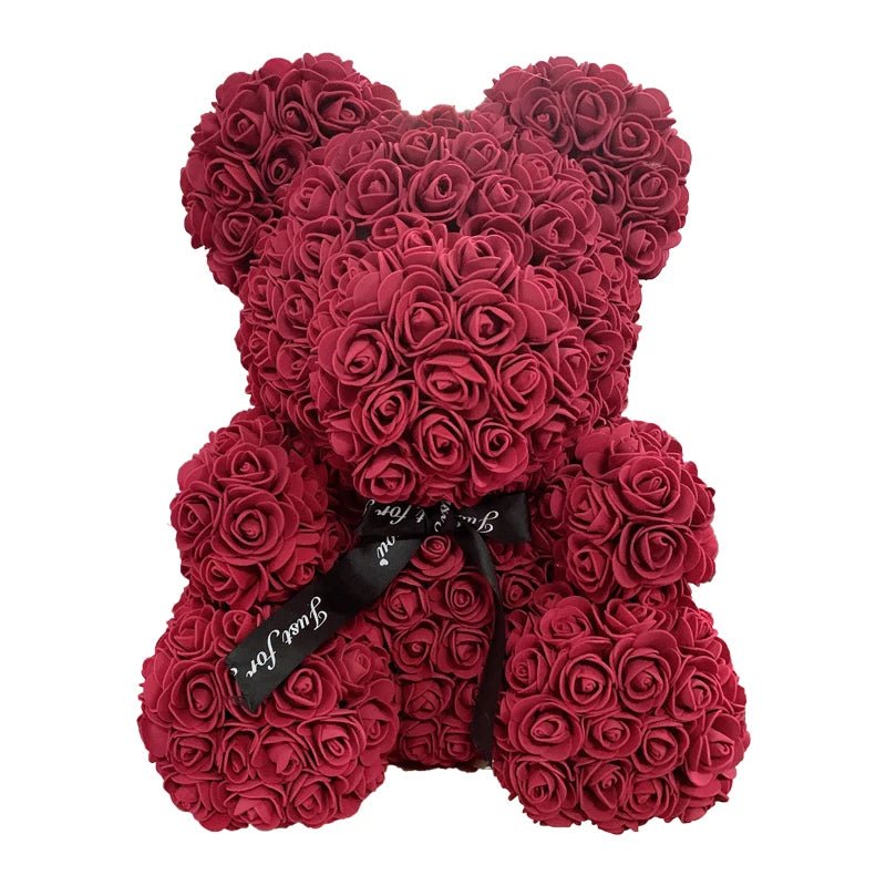 2024 Edition: 40cm Rose Bear with Heart - The Ultimate Artificial Flower Teddy Bear for Women, Perfect for Valentine's, Weddings, Birthdays, and Christmas Gifts ShopOnlyDeal