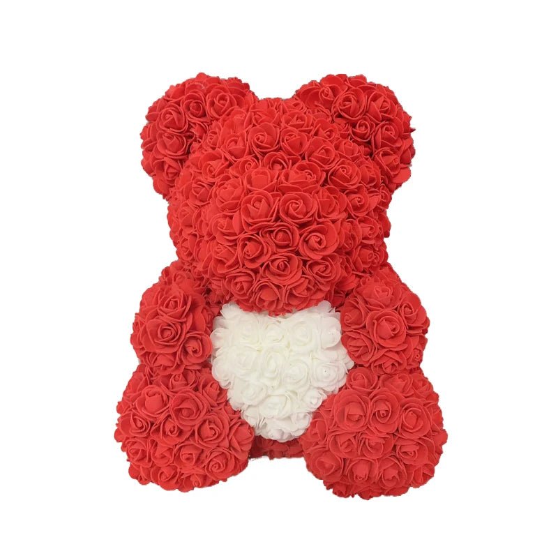 2024 Edition: 40cm Rose Bear with Heart - The Ultimate Artificial Flower Teddy Bear for Women, Perfect for Valentine's, Weddings, Birthdays, and Christmas Gifts ShopOnlyDeal