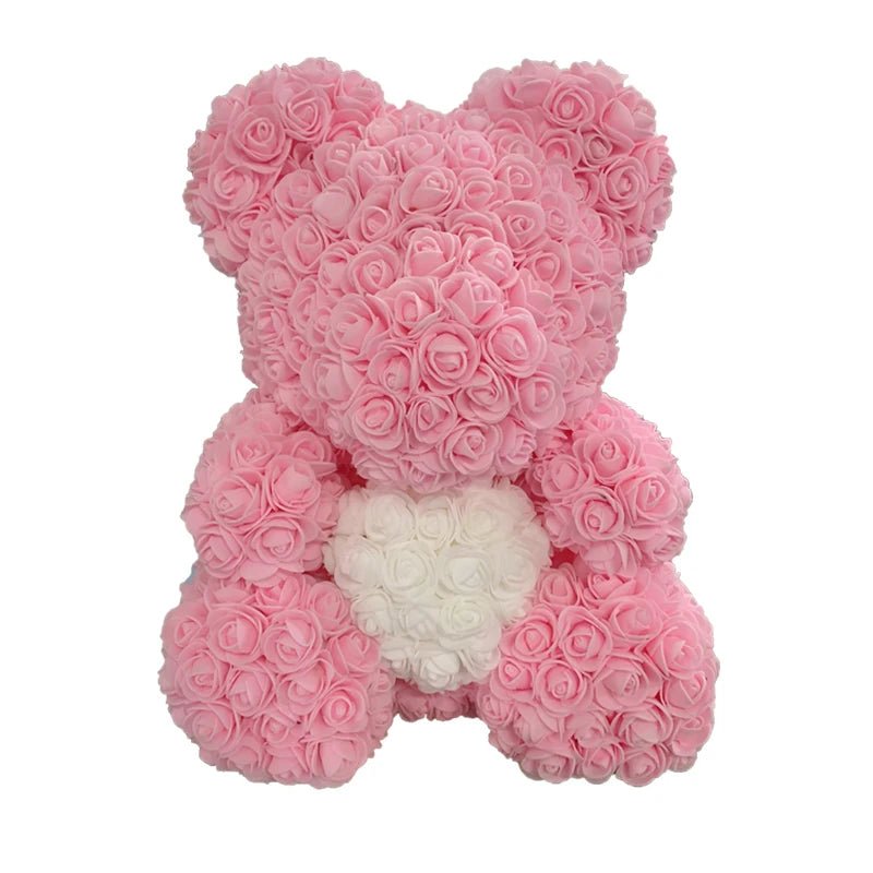 2024 Edition: 40cm Rose Bear with Heart - The Ultimate Artificial Flower Teddy Bear for Women, Perfect for Valentine's, Weddings, Birthdays, and Christmas Gifts ShopOnlyDeal