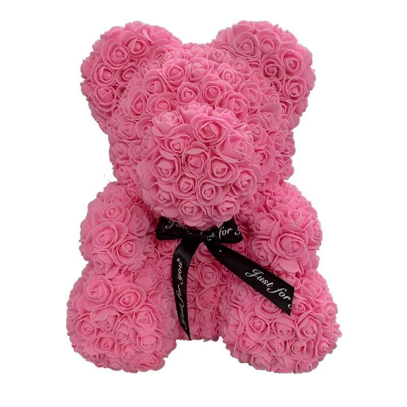 2024 Edition: 40cm Rose Bear with Heart - The Ultimate Artificial Flower Teddy Bear for Women, Perfect for Valentine's, Weddings, Birthdays, and Christmas Gifts ShopOnlyDeal