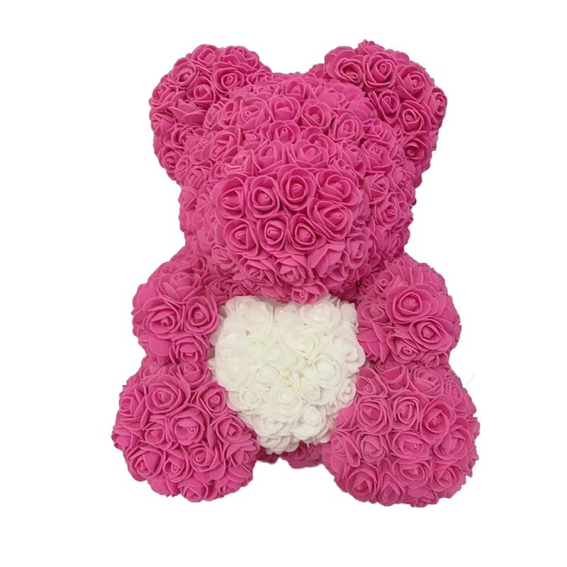 2024 Edition: 40cm Rose Bear with Heart - The Ultimate Artificial Flower Teddy Bear for Women, Perfect for Valentine's, Weddings, Birthdays, and Christmas Gifts ShopOnlyDeal