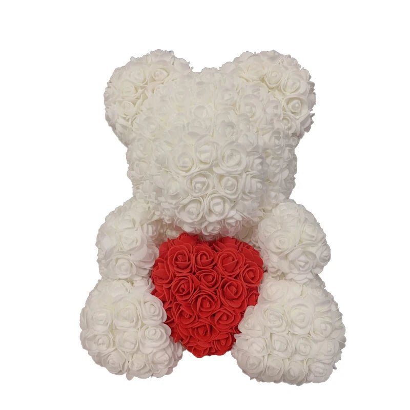 2024 Edition: 40cm Rose Bear with Heart - The Ultimate Artificial Flower Teddy Bear for Women, Perfect for Valentine's, Weddings, Birthdays, and Christmas Gifts ShopOnlyDeal