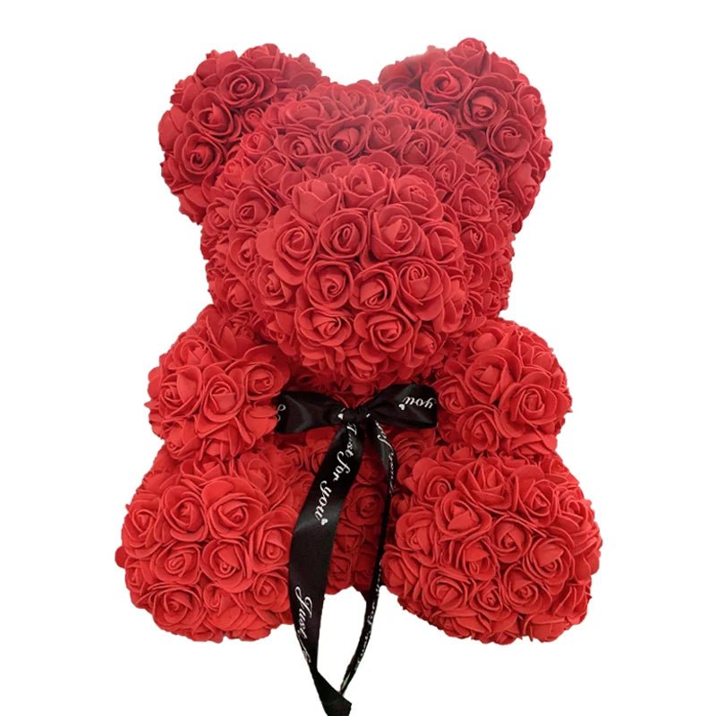 2024 Edition: 40cm Rose Bear with Heart - The Ultimate Artificial Flower Teddy Bear for Women, Perfect for Valentine's, Weddings, Birthdays, and Christmas Gifts ShopOnlyDeal