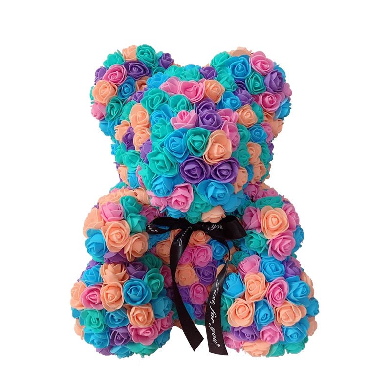 2024 Edition: 40cm Rose Bear with Heart - The Ultimate Artificial Flower Teddy Bear for Women, Perfect for Valentine's, Weddings, Birthdays, and Christmas Gifts ShopOnlyDeal