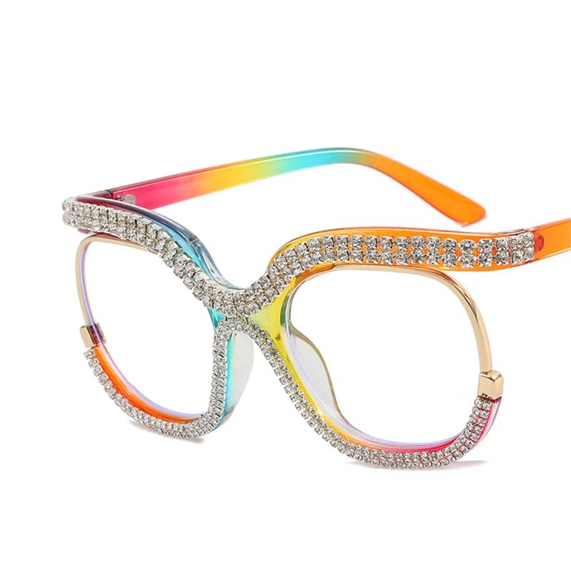 2024 INS Rainbow Crystal Frame Retro Round Glasses | Fashionable Anti-Blu-Ray Female Eyewear with Vintage Oversized Frames - Chic Eye Glasses Accessories ShopOnlyDeal