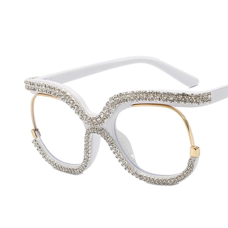 2024 INS Rainbow Crystal Frame Retro Round Glasses | Fashionable Anti-Blu-Ray Female Eyewear with Vintage Oversized Frames - Chic Eye Glasses Accessories ShopOnlyDeal