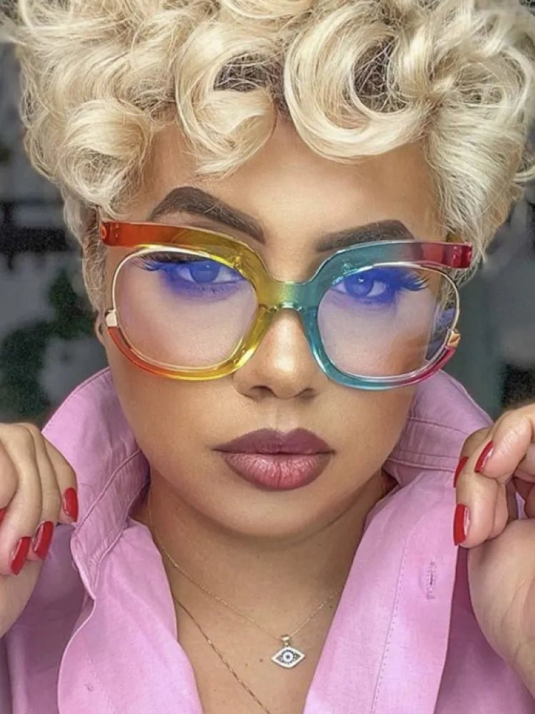 2024 INS Rainbow Frame Retro Round Glasses | Fashionable Anti-Blue Light Women's Eyeglasses with Vintage Oversized Colorful Frames ShopOnlyDeal
