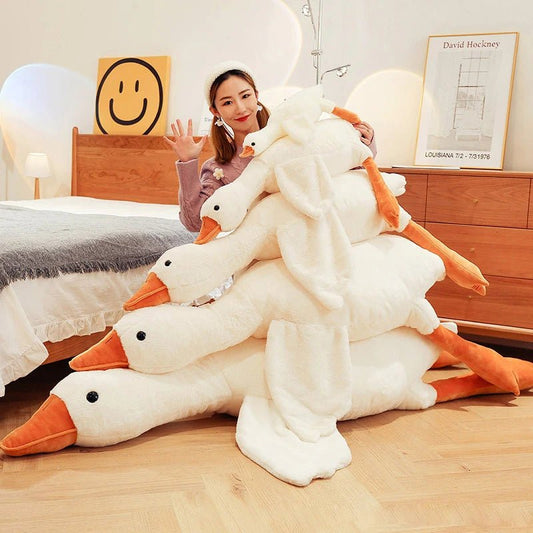 2024 Kawaii Big White Goose Hug Plush Toy - Giant Duck Doll Soft Stuffed Animal, Goose Sleep Pillow Cushion, Birthday Gift for Kid ShopOnlyDeal