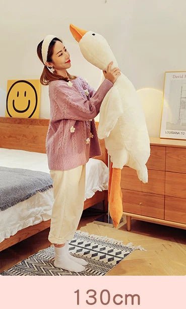 2024 Kawaii Big White Goose Hug Plush Toy - Giant Duck Doll Soft Stuffed Animal, Goose Sleep Pillow Cushion, Birthday Gift for Kid ShopOnlyDeal