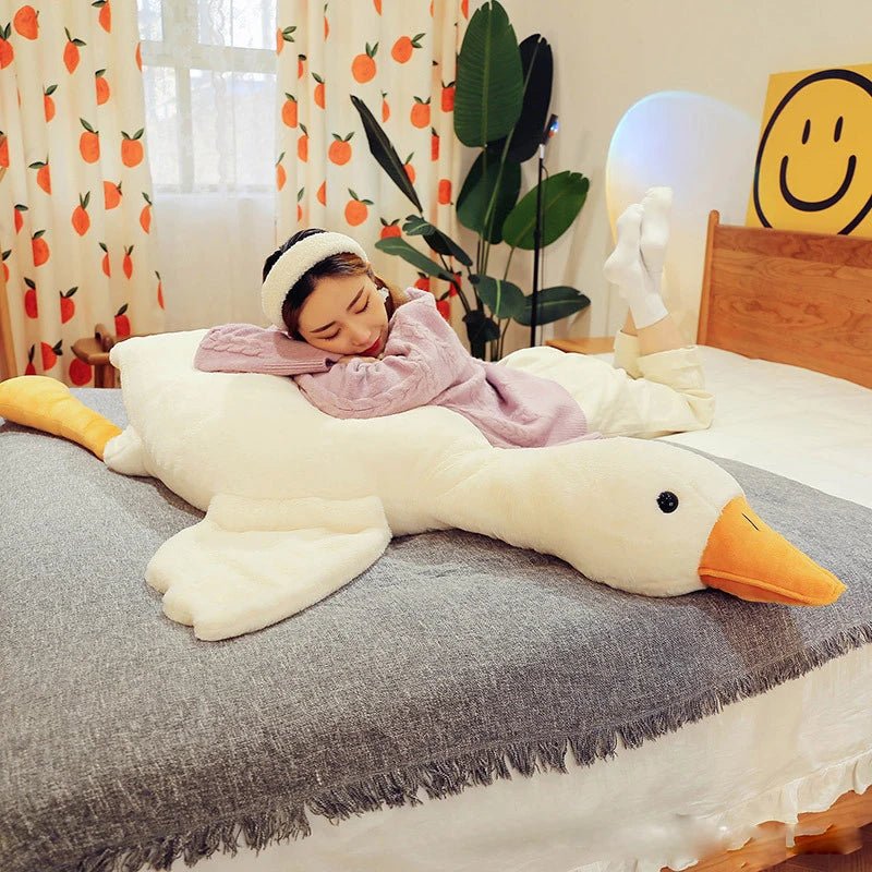 2024 Kawaii Big White Goose Hug Plush Toy - Giant Duck Doll Soft Stuffed Animal, Goose Sleep Pillow Cushion, Birthday Gift for Kid ShopOnlyDeal