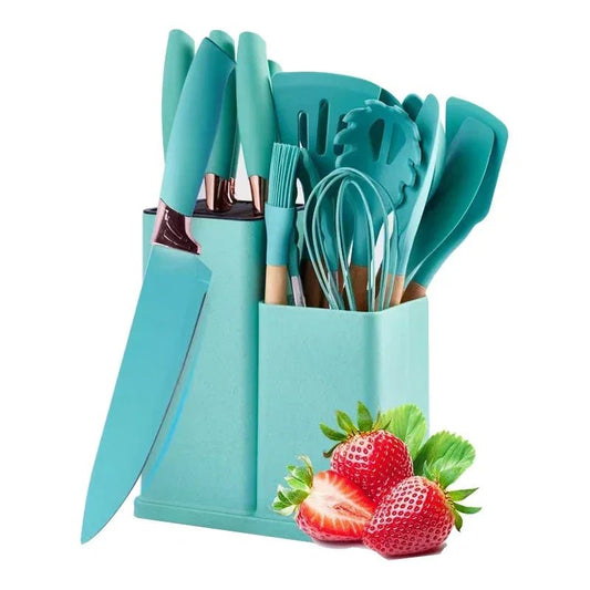 2024 New Style 19-Piece Kitchen Tool Set | Silicone Kitchen Utensils in Black, Green, Pink, Gray | Cooking Tools Set ShopOnlyDeal